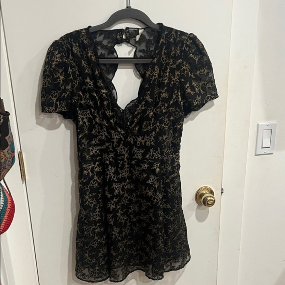 Free People | Black and Gold Lace Dress